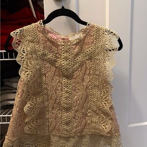 Anthropologie eri + ali Elegant Lace Sleeveless Top